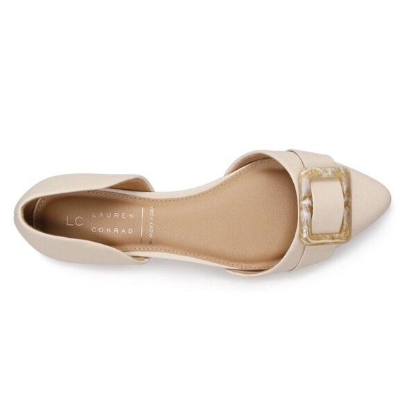 LC Lauren Conrad Cream Flats with Gold Buckle - Picture 5 of 7
